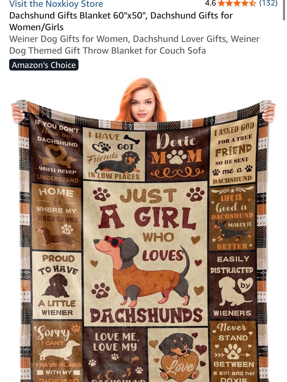 New Dachshund Throw Blanket - Brown/Tan